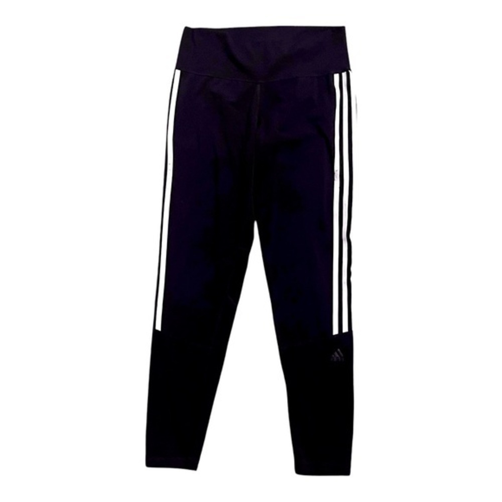 Adidas activewear yoga sports leggings black striped pocket wide waist Women M - Picture 3 of 15